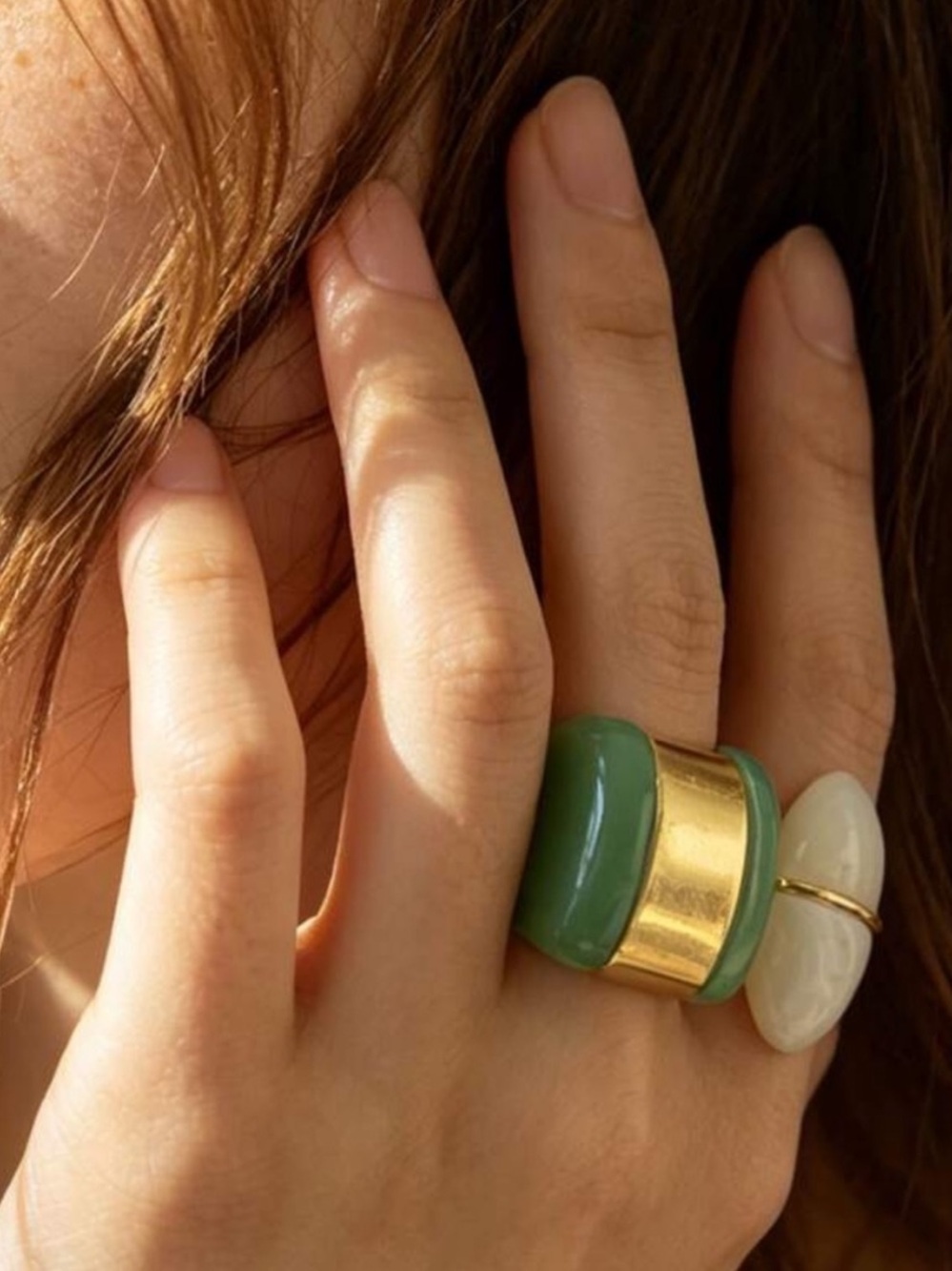 Sage Gold Architectural Couture Ring